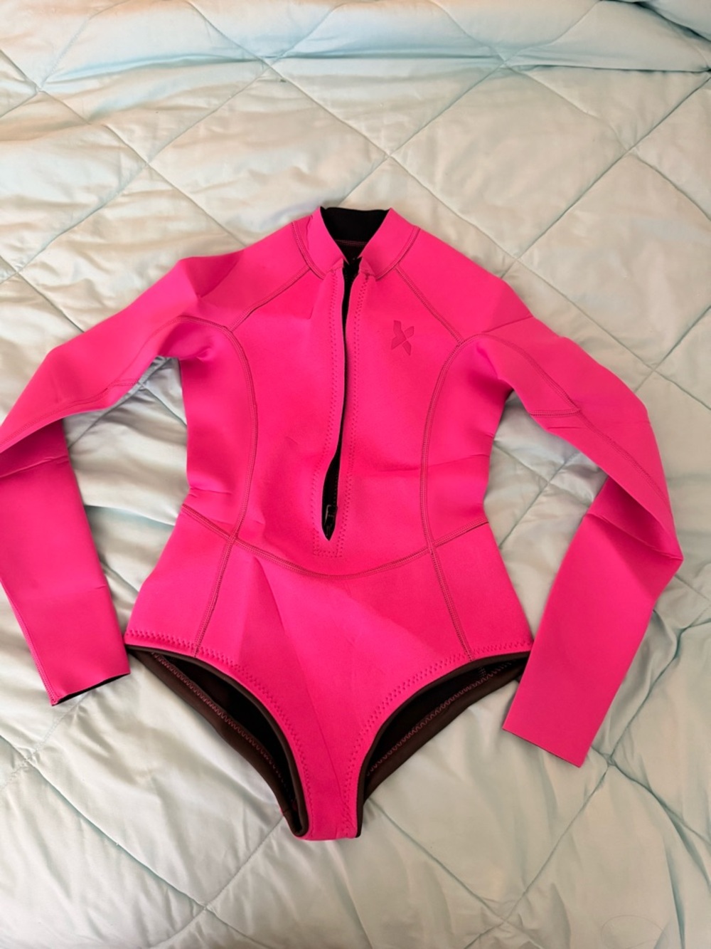 Women's Hot Pink Long Sleeve One-Piece Swimsuit for surfing